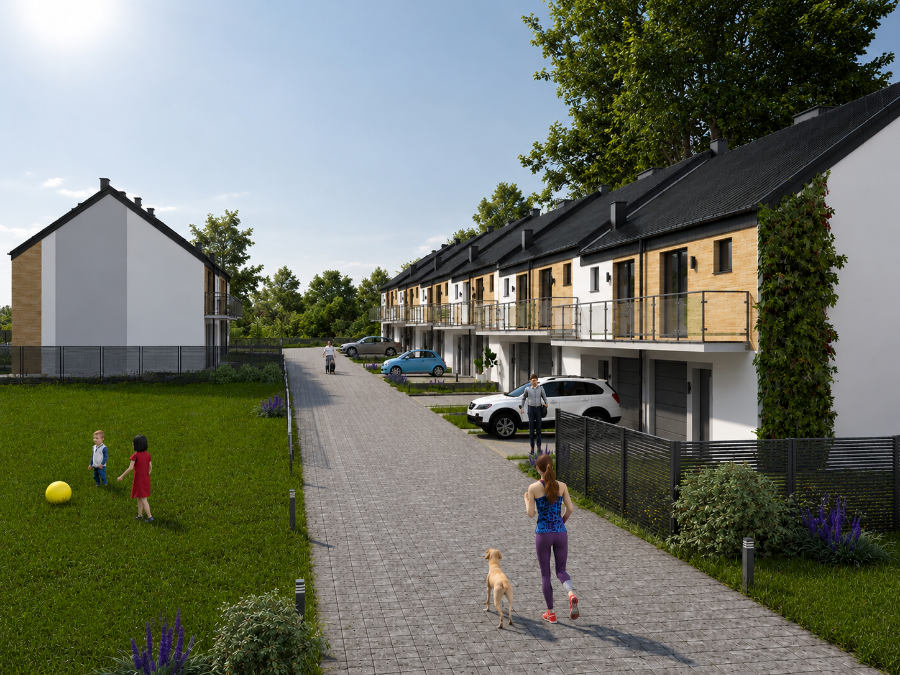 wizualizacja szeregówek z zewnątrz